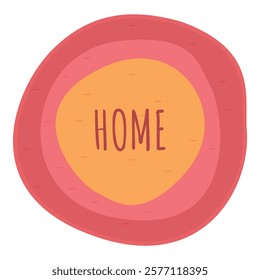 Pink and orange concentric circles create a welcoming home sign, radiating warmth and belonging