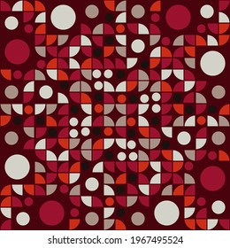 Pink and orange decorative and abstract ornament. Vector geometric pattern.