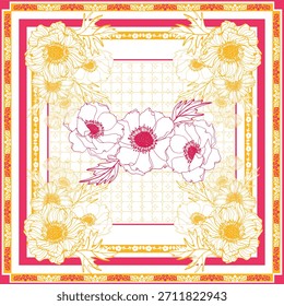 Diseño decorativo de patrón floral rosa y naranja