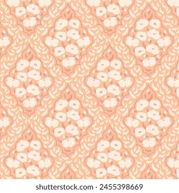 un patrón floral rosa y naranja se muestra sobre un fondo rosa. Perfecto para la tela, el Fondo de pantalla, el papel de embalaje, los proyectos de scrapbooking.