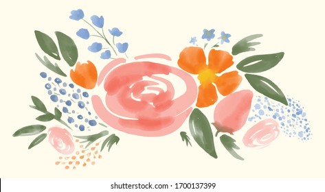 A Pink and Orange Flower Arrangement Vector Graphic Watercolor 