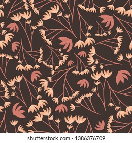 pink orange flower with black  background vector seamless pattern - Great for wallpaper, backgrounds, surface pattern design, packaging design projects, stationary.