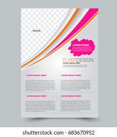 Pink and orange flyer vector design template set. Business brochure. Annual report or magazine cover.