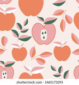 Pink an orange fruits in a seamless pattern design, that can be used on the web or in print, for surface design