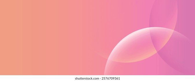 Pink and orange gradient background with soft, overlapping circles. The background is smooth and colorful, featuring pink hues prominently. Minimal abstract circles vector gradient background