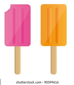 pink and orange ice cream icons over white background. vector