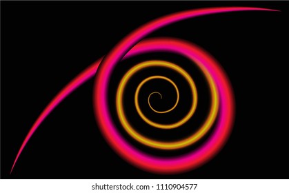 Pink and orange line on a black background