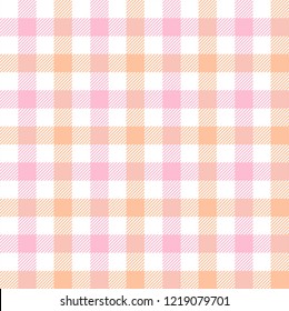 Pink and orange pastel colors gingham seamless pattern.Texture from rhombus/squares for - plaid, tablecloths, clothes, shirts, dresses, paper, bedding, blankets and other textile products. 