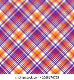 Pink orange plaid madras seamless pattern. Vector illustration.