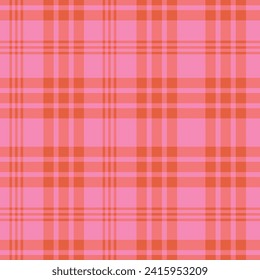 Pink and orange plaid tartan checkered seamless pattern. For spring fabric, picnic blanket, tablecloth and wrapping paper 