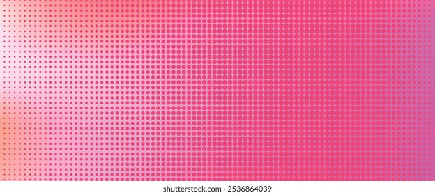 Pink orange polka dots gradient halftone background. Pop art cartoon dot texture with comic graphic design, Horizontal abstract pattern wall for cover digital. vector illutration