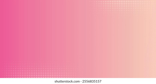 Pink orange polka dots gradient halftone background. Pop art cartoon dot texture with comic graphic design, Horizontal abstract pattern wall for cover digital technology.