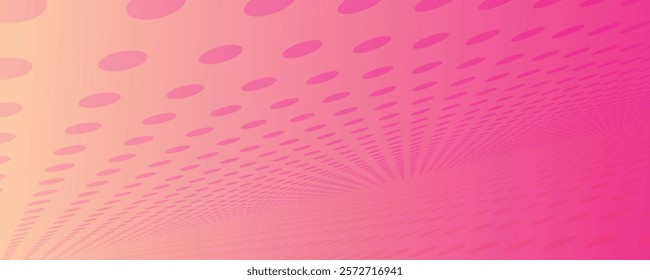 Pink orange polka dots gradient halftone background. Pop art cartoon dot texture with comic graphic design, Horizontal abstract pattern wall for cover digital technology.