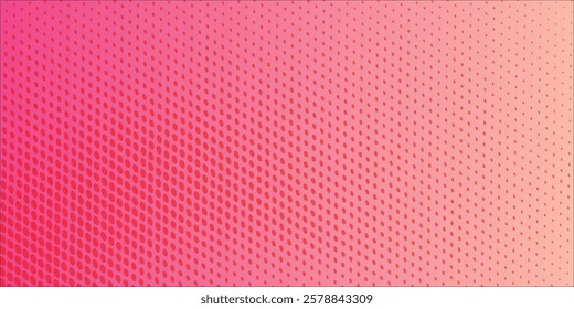 Pink orange polka dots gradient halftone background. Pop art cartoon dot texture with comic graphic design, Horizontal abstract pattern wall for cover digital technology.