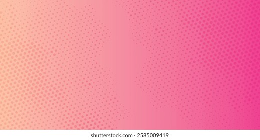 Pink orange polka dots gradient halftone background. Pop art cartoon dot texture with comic