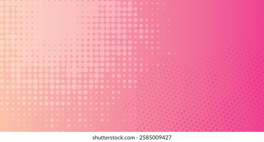Pink orange polka dots gradient halftone background. Pop art cartoon dot texture with comic