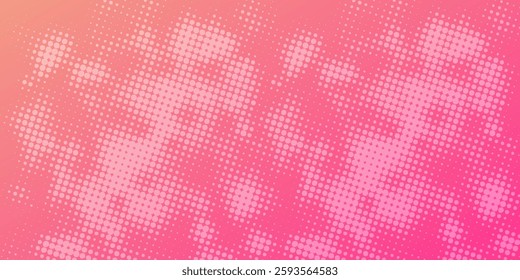 Pink orange polka dots gradient halftone background. Pop art cartoon dot texture with comic graphic design, modern art