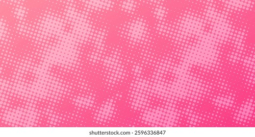 Pink orange polka dots gradient halftone background. Pop art cartoon dot texture with comic graphic design, modern dot halftone