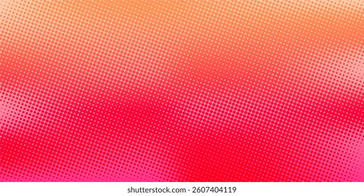 Pink orange polka dots gradient halftone background. Pop art cartoon dot texture with comic graphic design art, Horizontal abstract pattern wall for cover digital technology
