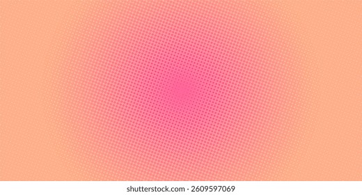 Pink orange polka dots gradient halftone background. Pop art cartoon dot texture with comic graphic design, Horizontal line abstract pattern wall for cover digital technology