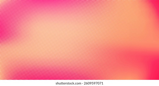 Pink orange polka dots gradient halftone background. Pop art cartoon dot texture with comic graphic design, Horizontal line abstract pattern wall for cover digital technology