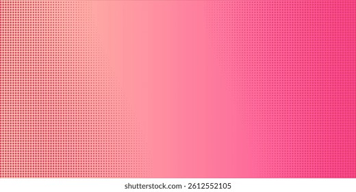 Pink orange polka dots gradient halftone background. Pop art cartoon dot texture with comic graphic design, Horizontal abstract pattern wall for cover digital technology.