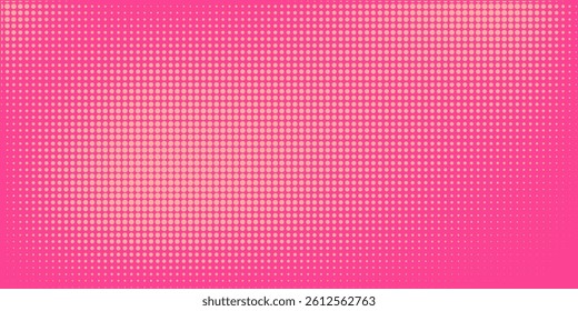 Pink orange polka dots gradient halftone background. Pop art cartoon dot texture with comic graphic design, Horizontal abstract pattern wall for cover digital technology.