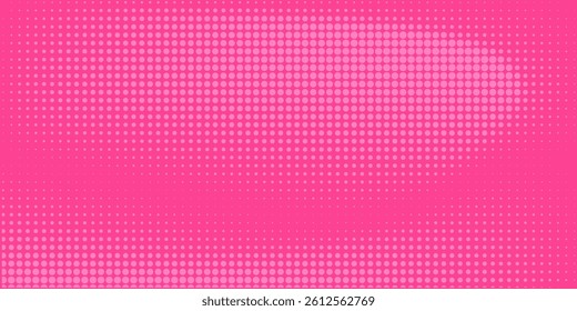 Pink orange polka dots gradient halftone background. Pop art cartoon dot texture with comic graphic design, Horizontal abstract pattern wall for cover digital technology.