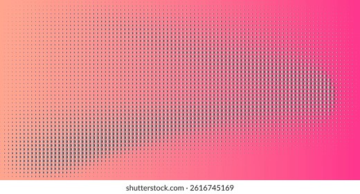 Pink orange polka dots gradient halftone background. Pop art cartoon dot texture with comic graphic design, Horizontal abstract pattern wall for cover digital technology.