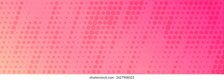 Pink orange polka dots gradient halftone background. Pop art cartoon dot texture with comic graphic design, Horizontal abstract pattern wall for cover digital technology.