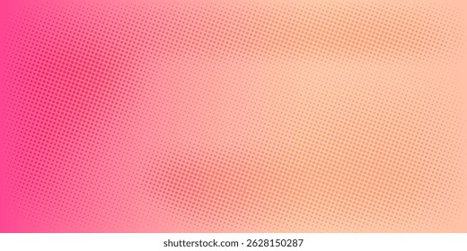 Pink orange polka dots gradient halftone background. Pop art cartoon dot texture with comic graphic design, Horizontal abstract pattern wall for cover digital technology. vector modern