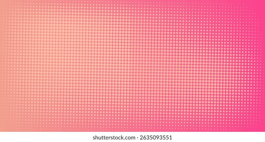 Pink orange polka dots gradient halftone background. Pop art cartoon dot texture with comic graphic design, Horizontal abstract pattern wall for cover digital technology.