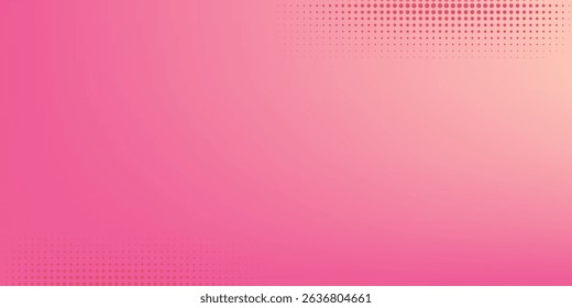 Pink orange polka dots gradient halftone background. Pop art cartoon dot texture with comic graphic design, Horizontal abstract pattern wall for cover digital technology.