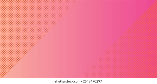 Pink orange polka dots gradient halftone background. Pop art cartoon dot texture with comic graphic design, Horizontal abstract pattern wall for cover digital technology.
