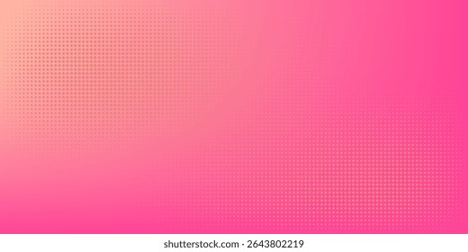 Pink orange polka dots gradient halftone background. Pop art cartoon dot texture with comic graphic design, Horizontal abstract pattern wall for cover digital technology.
