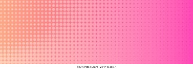 Pink orange polka dots gradient halftone background. Pop art cartoon dot texture with comic graphic design, Horizontal abstract pattern wall for cover digital technology