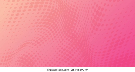 Pink orange polka dots gradient halftone background. Pop art cartoon dot texture with comic graphic design, Horizontal abstract pattern wall for  modern art