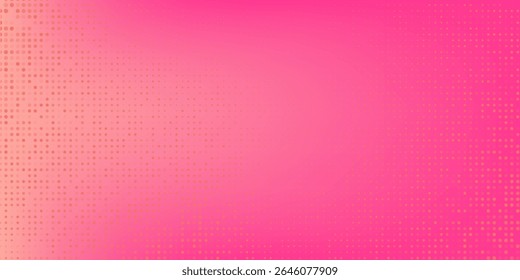 Pink orange polka dots gradient halftone background. Pop art cartoon dot texture with comic graphic design, Horizontal abstract pattern wall for cover digital technology.