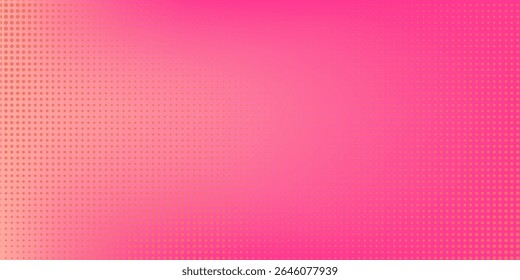Pink orange polka dots gradient halftone background. Pop art cartoon dot texture with comic graphic design, Horizontal abstract pattern wall for cover digital technology.