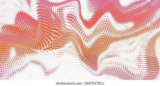 Pink orange polka dots gradient halftone background. Pop art cartoon dot texture with comic graphic design, Horizontal abstract pattern wall for cover digital technology