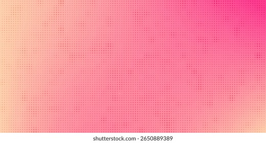 Pink orange polka dots gradient halftone background. Pop art cartoon dot texture with comic graphic design, Horizontal abstract pattern wall for cover digital technology.
