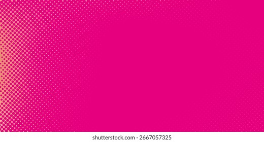 Pink orange polka dots gradient halftone background. Pop art cartoon dot texture with comic graphic design, Horizontal abstract pattern wall for cover digital technology.