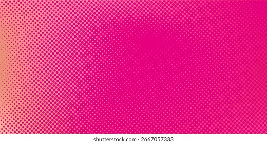 Pink orange polka dots gradient halftone background. Pop art cartoon dot texture with comic graphic design, Horizontal abstract pattern wall for cover digital technology.