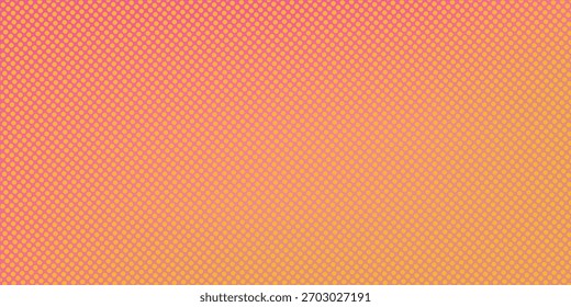Pink orange polka dots gradient halftone background. Pop art cartoon dot texture with comic graphic design, Horizontal abstract pattern wall for cover digital technology.