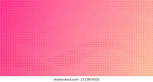 Pink orange polka dots gradient halftone background. Pop art cartoon dot texture with comic graphic design, Horizontal abstract pattern wall for cover digital technology.