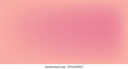 Pink orange polka dots gradient halftone background. Pop art cartoon dot texture with comic graphic design, Horizontal abstract pattern wall for modern art