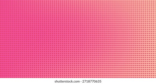Pink orange polka dots gradient halftone background. Pop art cartoon dot texture with comic graphic design, Horizontal abstract pattern wall for cover digital technology.