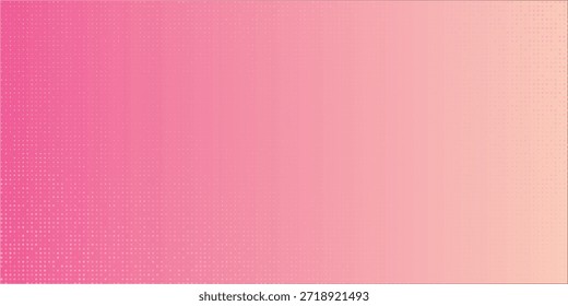 Rosa orangefarbene Polka Punkte Farbverlauf Halbton Hintergrund. Pop Art Cartoon Dot Textur mit Comic-Grafik-Design, Horizontale abstrakte Muster Wand für Cover digitale Technologie.