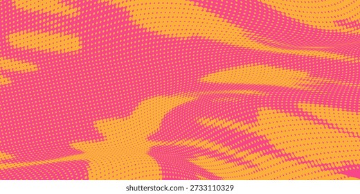 Pink orange polka dots gradiente meio tom de fundo. ilustração vetorial.