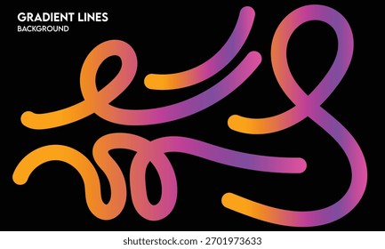 Líneas de degradado púrpura naranja rosa: Bucles Abstractas que fluyen sobre fondo negro
